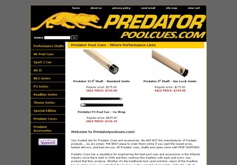 predatorpoolcues.com thumbnail